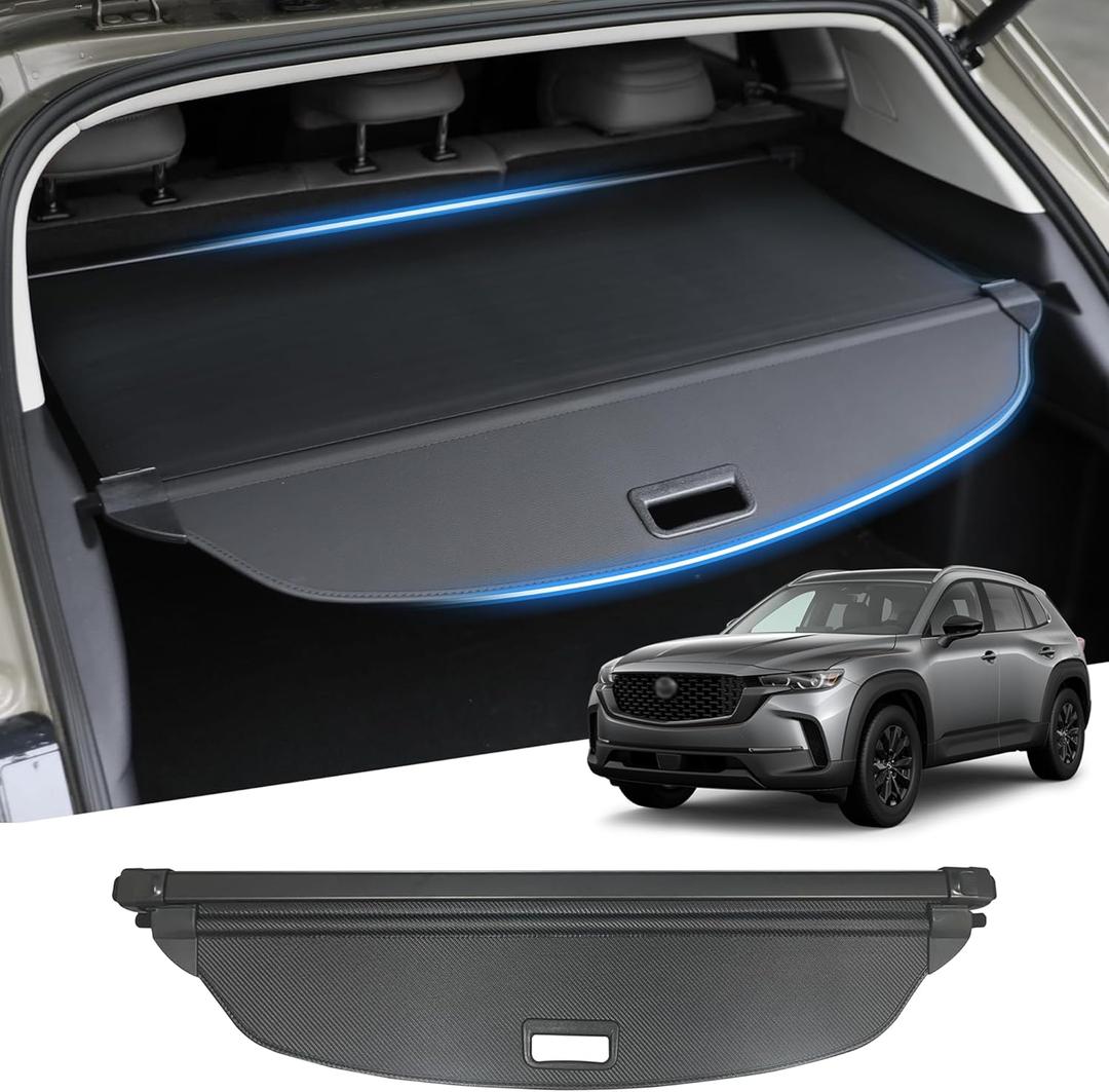 Retractable Cargo Cover for 2023 2024 2025 Mazda CX-50, Rear Trunk Cover Compatible with 2023 2024 2025 Mazda CX50 Security Shielding Shade No Gap Car Accessory Black, Carbon Fiber
