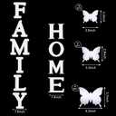 Outus 3D Family Home Sign Letters Living Room Decor Family Rustic Farmhouse Wall Decor Acrylic Mirror Decorative Butterfly Mirror Wall Sticker Decals for Living Room Bedroom Kitchen (Silver)