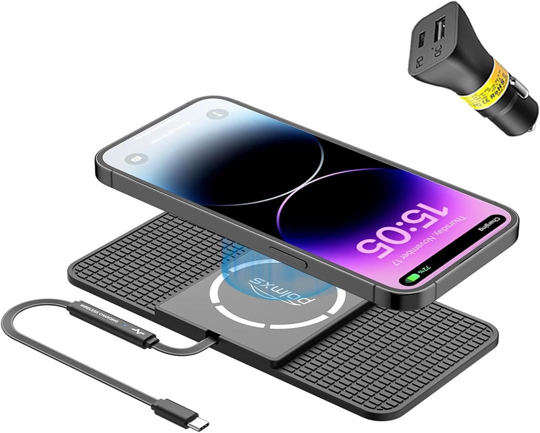Magnetic Wireless Charger car Charging pad,POLMXS Fast Wireless Phone Charger Cell Phone Cordless Charging mat Compatible with iphone12/13/14/15 Series airpod (C11)