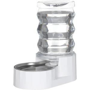 Sfozstra Dog Water Bowl Dispenser: 6L White Lagre Stainless Steel - BPA-Free - Automatic Gravity Pet Water Dispenser for Busy Owners