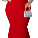 Women's Plus Size Maxi Dress Elegant V-Neck Ruffle Sleeves Bodycon Mermaid Evening Gown Formal Outfit Size 2XL