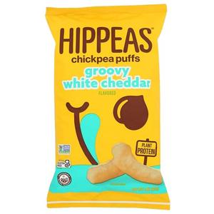 Hippeas Chickpea Puffs, Groovy White Cheddar, 4 Ounce (Pack of 1), 4g Protein, 3g Fiber, Vegan, Gluten-Free, Crunchy, Plant Protein Snacks 6 Pack