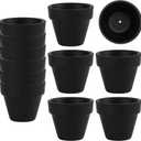Fcacti Mini Black Terracotta Clay Flower Pots 2 inch with Drainage Holes for for Tiny Cactus Herb lithop, Small Succulent Planter Nursery Plant Pot
