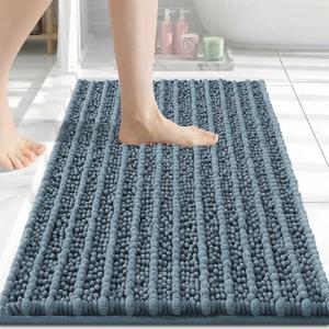 Arotive Luxury Bathroom Rugs 30x17, Extra Soft Thick Absorbent Shaggy Chenille Bath Rugs, Non-Slip Machine Wash Dry, Bath Mats for Bathroom Floor, Tub and Shower, Home Decor Accessories, Smoky Gray