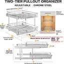 2-Tier Kitchen Cabinet Pull Out Shelf and Drawer Organizer Slide Out Pantry Storaqe Basket in Multiple Sizes (19" W x 21" D)