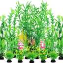 QUOZUO Fish Tank Plants, 20pcs Aquarium Decor Green Plants Artificial Aquarium Decorations Plant, Fish Tank Accessories for Household and Office Aquarium Simulation, Small to Large