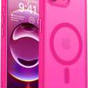 CANSHN Magnetic for iPhone 16e Case, Upgraded [Full Camera Protection] [Compatible with Magsafe] [Translucent Matte] Shockproof Protective Phone Case for iPhone 16e - Hot Pink