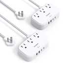 2 Pack Cruise Essentials, 5 Ft Flat Extension Cord, 3 Outlets 4 USB Ports(2 USB C) Flat Plug Power Strip, USB Charging Station with Non Surge Protector for Cruise Ship, Travel, Dorm Room Essentials