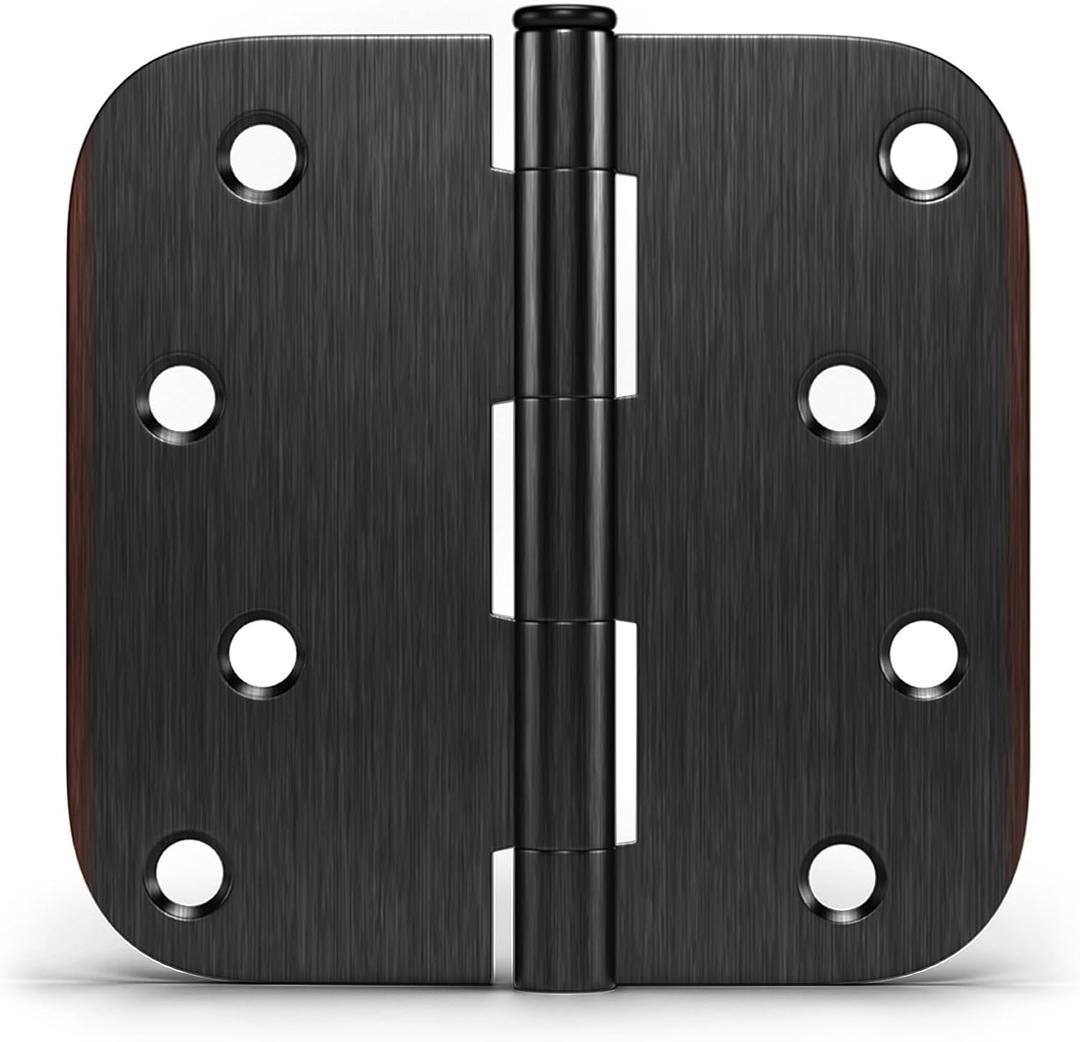 Haidms 3 Pack Exterior Door Hinges 4 Inch No Squeak Oil Rubbed Bronze Hinges with 5/8" Radius Corner Removable Pin Full Mortise for Heavy Duty Hardware