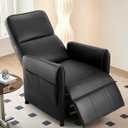 Dainslef Electric Adjustable Recliner Chair for Adults, Fabric Home Theater Seating with Remote Control and Thick Seat Backrest, Recliner Chair for Living Room, Bedroom, RV (Leather, Black)