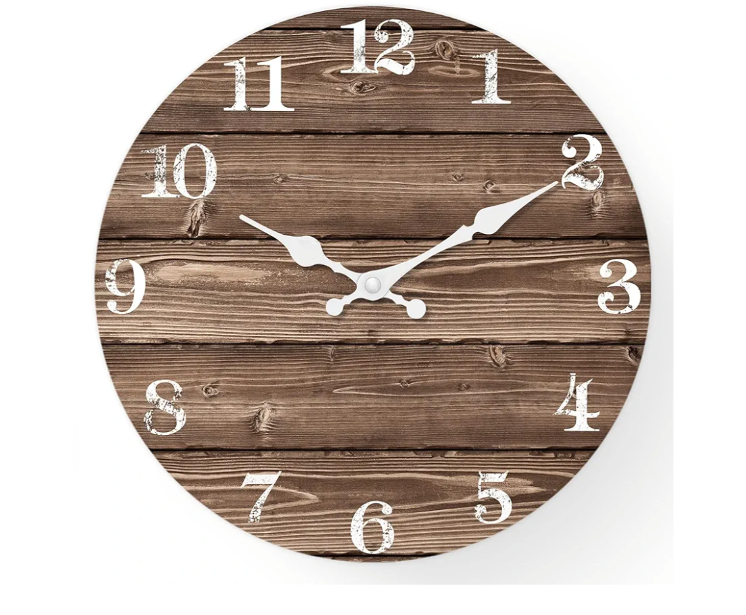 XFM Large Wall Clocks for Cafes 20 Inch Wood Wall Clock Battery Operated Brown Vintage Wall Clock Non Ticking Farmhouse Clock (No Solid Wood, it is with MDF Material)