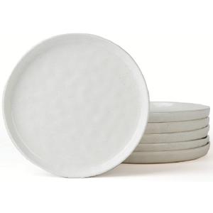 famiware Mars 6 Pieces Dinner Plates, 10.25 inch Plate Set, Scratch Resistant, Stoneware Dinnerware, Kitchen Modern Rustic Serving Dishes, White