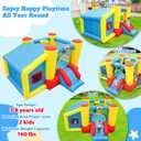 WELLFUNTIME Inflatable Bounce House with Blower, Bouncy Castle & Jumping Castle Slide, Kids Bouncer with Ball Pit, Basketball Rim, Dart Target Game