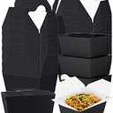 Norme 100 Pack 30 oz Paper Take out Boxes Disposable Black Take out Food Containers, Paper Food Boxes for Restaurant, Catering, Party and Gift Boxes