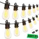 50FT Outdoor String Lights with 25 Shatterproof S14 Vintage Edison Bulbs E12 Sockets,2700K Dimmable Outdoor Lights,IP55 Waterproof LED String Lights for Outside, Patio, Garden, Backyard,Bistro