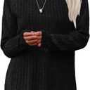 Saloogoe Long Sleeve Shirts for Women 2025 Fall Clothes Tunic Tops Loose Fit Dressy Crewneck Pullover Sweaters Curved Hem (Medium, Black)