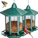 Birdream 2 Pack Bird Feeders for Outdoor Hanging, Retro Pagoda Design Fun Installation Bird Feeder, Attracting Wild Birds Chickadees Goldfinches Cardinals Finches and Sparrows - Green