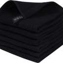 Homaxy 100% Cotton Waffle Weave Kitchen Dish Cloths, Ultra Soft Absorbent Quick Drying Dish Towels, 12 x 12 Inches, 6-Pack, Black