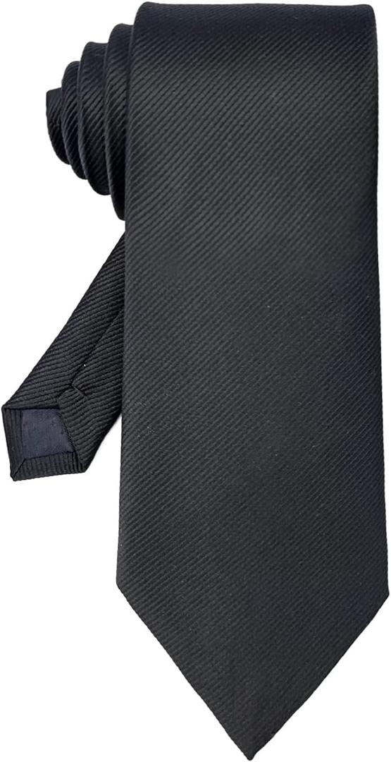 6 x Classic Mens Solid Ties Formal Neck Tie for Business Wedding Interview Office Wear (Black, M)