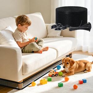 Under Couch Blocker for Toy, Under Bed Blocker for Pets Adjustable, Toy Stoppers for Under Furniture & Sofa Plastic Mesh with Zip Ties Gap Guard Stops Lost Toys (L394 x H3)