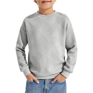 Haloumoning Boys Geometric Texture Sweatshirts Fashion Crewneck Long Sleeve Pullover Shirts 5-14 Years (Grey)