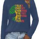 Black History Shirts for Women Black History Month Long Sleeve T-Shirt African American Tee Tops (M)