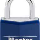 Master Lock Blue Vinyl Covered Aluminum Keyed Padlock, Small Lock for Gym or School Locker can be Used Indoors or Outdoors, 142DCM, 4 Packs