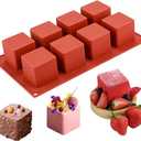 JOERSH Cube Cake Silicone Mold | 2" x 2" x 2" 3D Square Mini Mousse Cake Baking Mold, French Dessert Molds for Chocolate, Jello, Brownie Bites, Ice Cream Cube, 8-Cavity (1 Pc: 8 Cups, 2x2x2 Inch)
