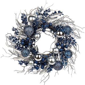 16 in. Unlit Christmas Wreath Bronze Door Wreath Handcrafted with Artificial Eucalyptus Berries Ornaments for Farmhouse Holiday Thanksgiving Christmas Decoration (Brown)