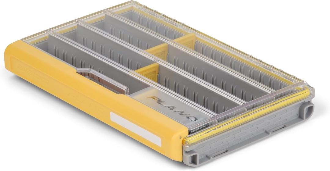 Plano EDGE 3600 Premium Tackle Utility Box, Gray and Yellow with Clear Lid, Rust-Resistant and Waterproof, Customizable Tackle Protection Organization