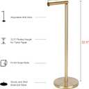 Toilet Paper Holder Stand, Bathroom Toilet Paper Stainless Steel Pedestal Tissue Roll Holder, Free Standing Toilet Paper HolderGold
