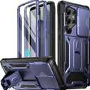 Poetic Spartan Case for Galaxy S25 Ultra 6.9", [Slide Camera Cover] [Screen Protector Works with Fingerprint ID] Military Grade Rugged Shockproof S25 Ultra Phone Case with Kickstand, Midnight Blue
