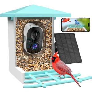 Smart Bird Feeder with Camera, AI Identify 16,000+ Birds, 5W Solar, 170 View, Motion Detection Ideal Gift for Bird Lovers, Forest Green 