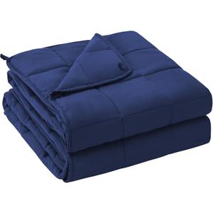 yescool Weighted Blanket for Adults (25 lbs, 60" x 80", Blue) Cooling Heavy Blanket for Sleeping Perfect for 240-260 lbs, Queen Size Breathable Blanket with Premium Glass Bead, Machine Washable