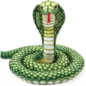 Romart Cobra Snake Stuffed Animal: 67-inch Large Realistic Cobra Plush Toy Long Giant Lifelike Stuffed Animals Snake Plushie Gifts for Kids Boys Girls Christmas, Wild Animals Party Decor(Green)
