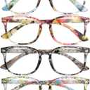 BLS BLUES Reading Glasses for Women for Home, Office & Driving - HD Clear Readers with Blue Light Blocking Protection (A3 Flowers)