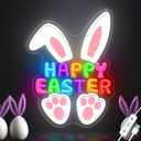 CULISER Happy Easter Neon Signs for Wall Decor, LED Bunny Egg Neon Light with USB Dimmable, Glowing Decor for Easter Party, Church, Kids Room, Home & Friend Gifts