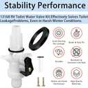 13168 Upgraded RV Toilet Water Valve Kit, RV Toilet Parts Compatible with Thetford Aqua Magic IV Toilets High and Low Models, Freeze Resistance and Leak Resistance Toilet Valve Replacement Kit
