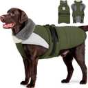 MIGOHI Dog Winter Coat - Reflective Medium Dog Snow Jacket with Thick Turtleneck,Windproof Pet Fleece Vest, Cold Weather Coat for Medium Dogs, Snowproof for Hiking,Camping, L,Army Green