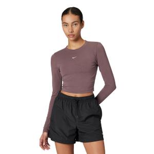 Nike Women's Sportswear Chill Knit Slim Long-Sleeve Cropped Top, Tattoo/White, Medium (L)
