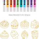 AMOS Sun Deco Window Art  10.5 ml x 10 Colors  12 Small Gold Outline Suncatchers for Kids (Dessert), DIY Kids Arts and Crafts
