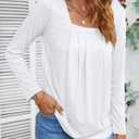 Ladlop Summer Square Neck Tank Tops for Women Pleated Loose Fit Casual Sleeveless Tops Shirts Flowy (White, XL)