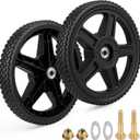 12" Universal Push Lawn Mower Wheels (2-Pack) - Replacement Tires with 1/2" Bore Bearings & 1.58" Hub Width - Includes Installation Bolts & Nuts - Fits Garden Carts, Pressure Washers