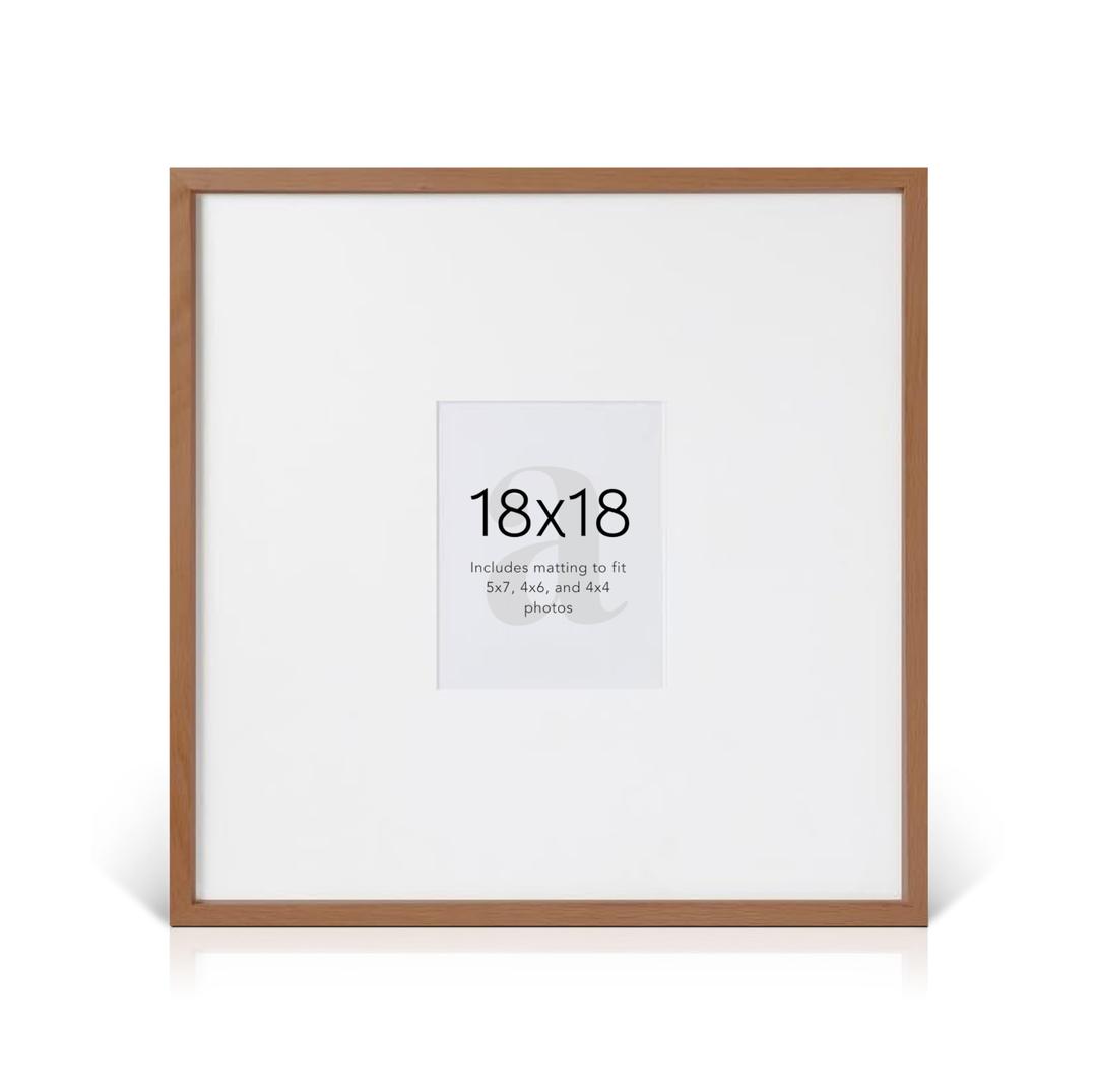 artisane home goods - Gallery Frame 1.0, Picture Frame, 18x18 White Oak, Gallery Wall Frame Set, Large Picture Frame, Oversized Mat (4x4, 4x6, and 5x7)