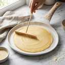 Hiceeden Nonstick Crepe Pan with Spreader, 10-Inch Tortilla Pan with Detachable Handle, Ceramic Coating Pancake Dosa Tawa Griddle Pan, for All Stove, Induction Compatible, PFOA Free (White)