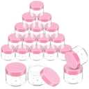 20 Pieces Round Pot Jars Plastic Cosmetic Containers Set with Lid for Liquid Creams Sample, 20 ml/ 0.7 oz (Fresh Pink Lid)