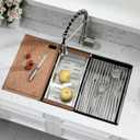 33x19 Inch Undermount Kitchen Sink with Faucet Combo, 10" Deep, 33x19x10 Inch