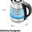 CHEFMAN Electric Kettle - 1.2L 1500W Hot Water Tea Pot with Infuser, BPA Free, Auto Shut Off, Boil-Dry Protection, Removable Lid, LED Light, Cordless Glass Electric Tea Kettle Stainless Steel