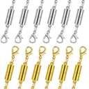 12 Pack Magnetic Necklace Clasps and Closures. Necklace Jewelry Extender with Strong Magnet. Magnetic Necklace Clasp for Jewelry Necklace Bracelet Making. Gold and Silver Plating (Regular)