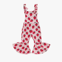 Emmababy Toddler Floral Flare Leg Jumpsuit Baby Girl Bell Bottom Romper Strawberry Suspender Overall Kids Sleeveless Playsuit 6-12M